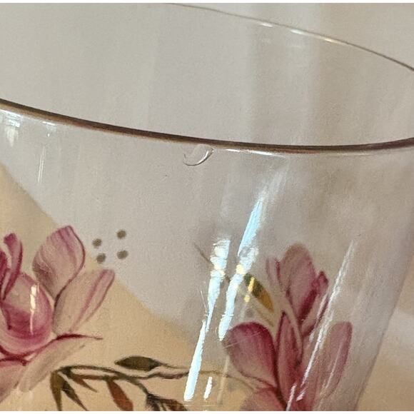 3 Vintage Hand Painted Drinking Glasses Purple Flowers Gold Leaves Tumbler - Picture 4 of 16